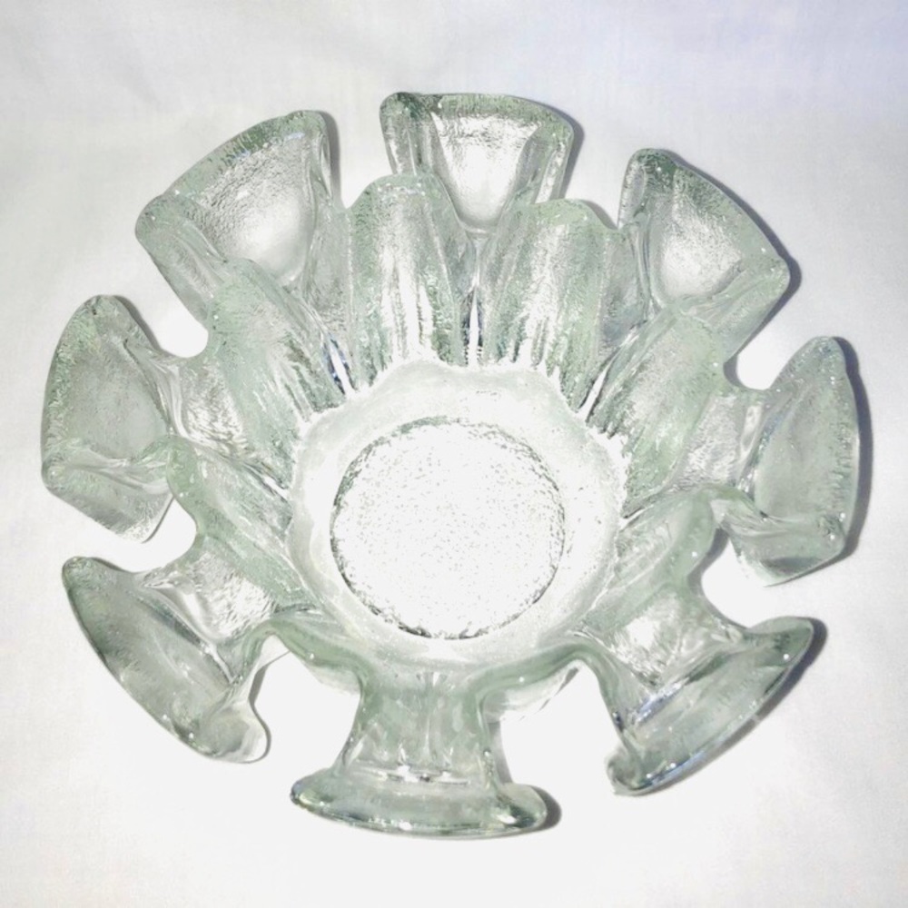 MCM Vintage Viking Glass Finnish Crown Candle Bowl Mid Century Modern